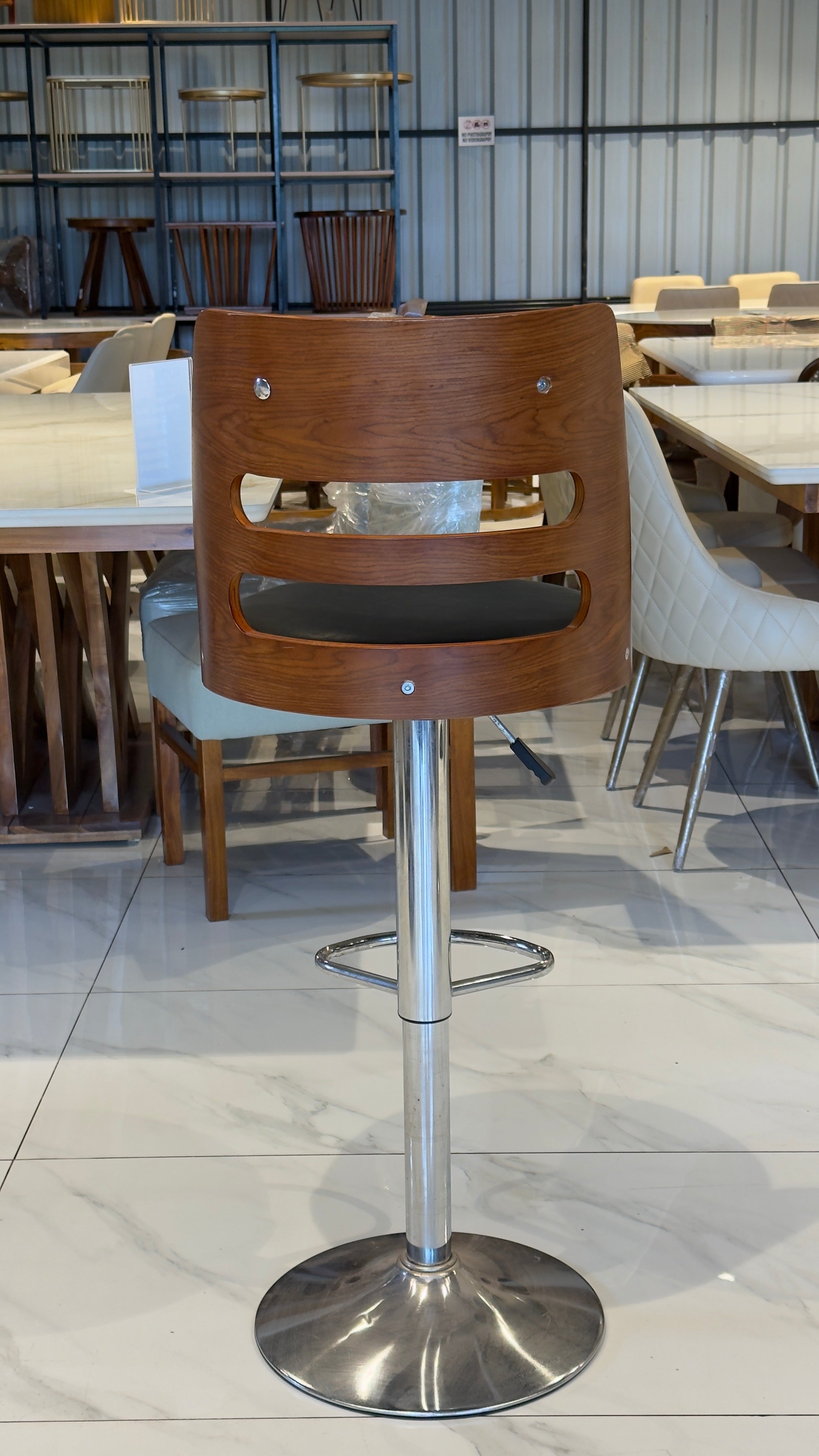 FINCH BAR CHAIR | ACACIA WOOD & METAL FRAME | REXIN UPHOLSTERY | IMPORTED