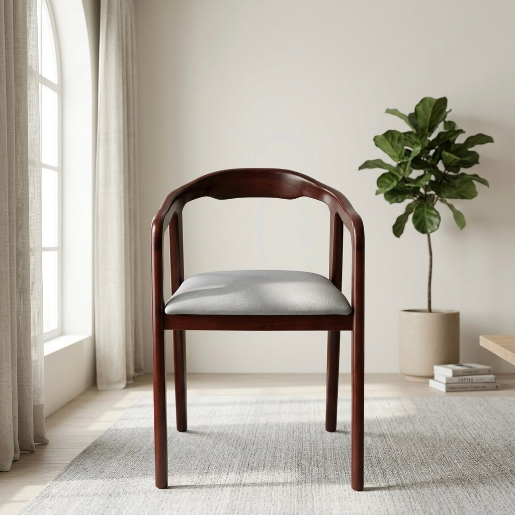 WHITENTREAT SITOUT CHAIR | MAHOGANY WOOD & FABRIC | WHITE