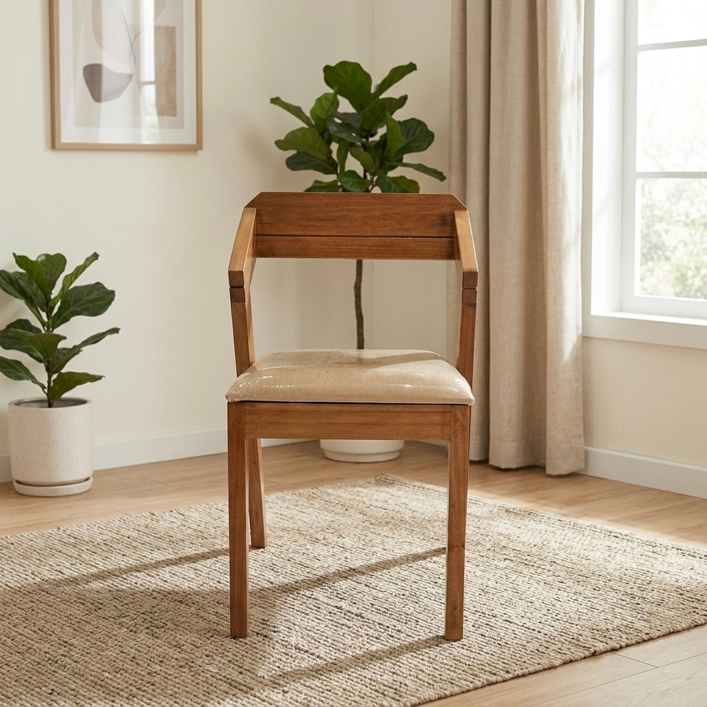 CHINA PLAIN CHAIR | ACACIA WOOD & FABRIC CUSHION
