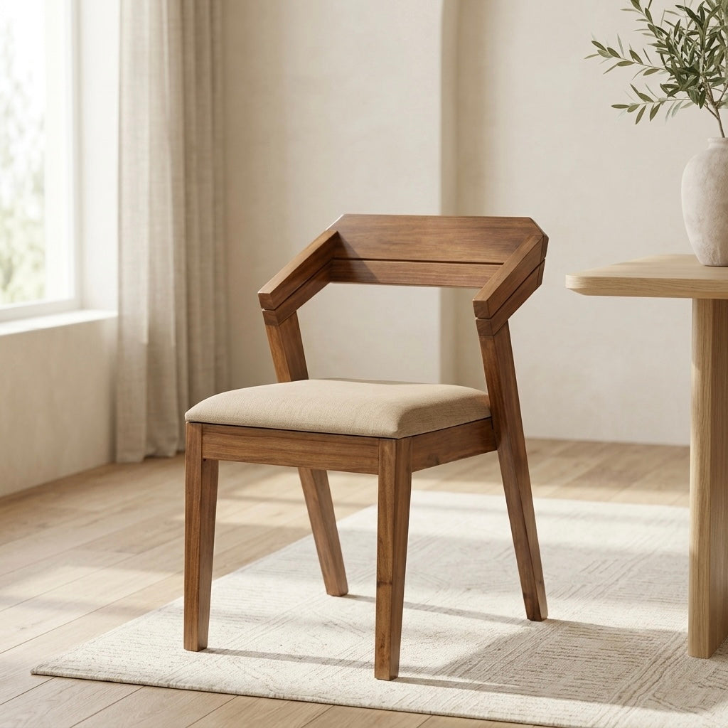 CHINA PLAIN CHAIR | ACACIA WOOD & FABRIC CUSHION