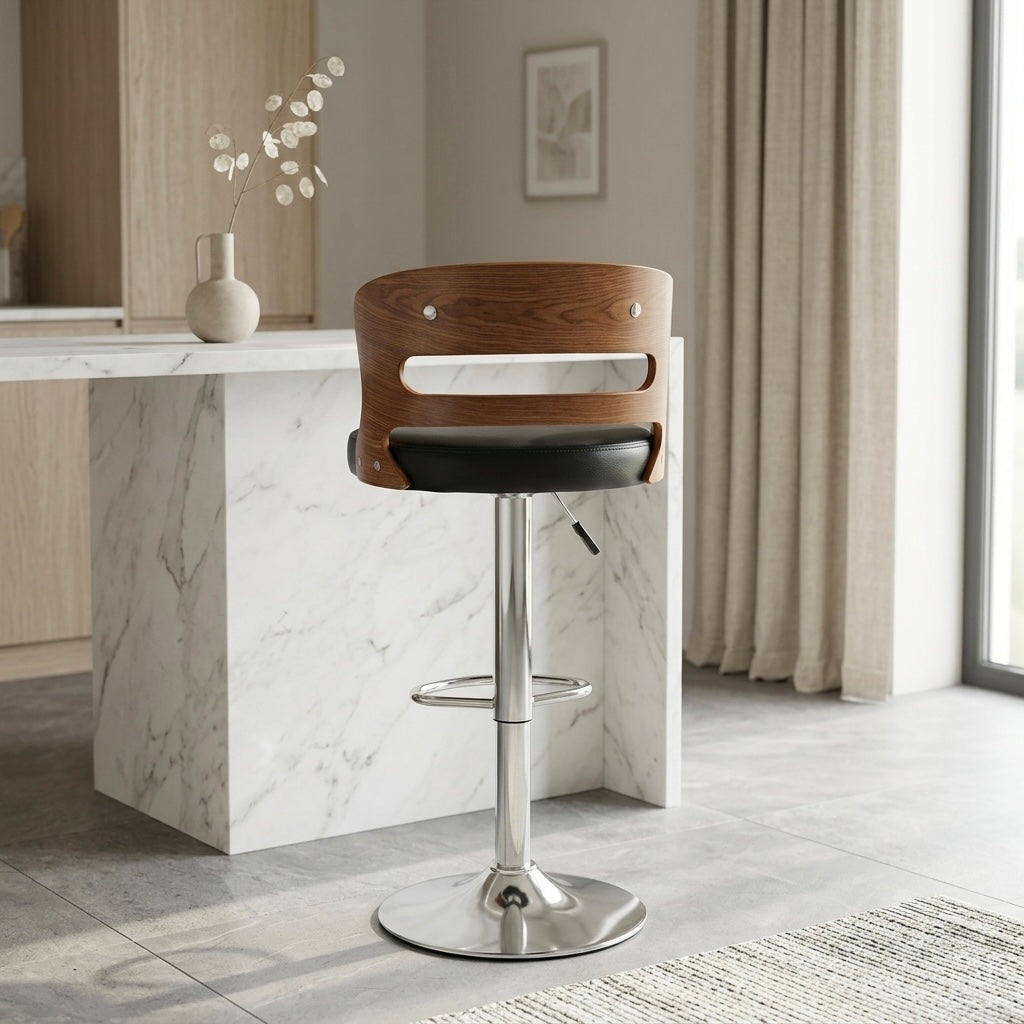 LEYON BAR CHAIR | WOOD FRAME & REXIN UPHOLSTERY
