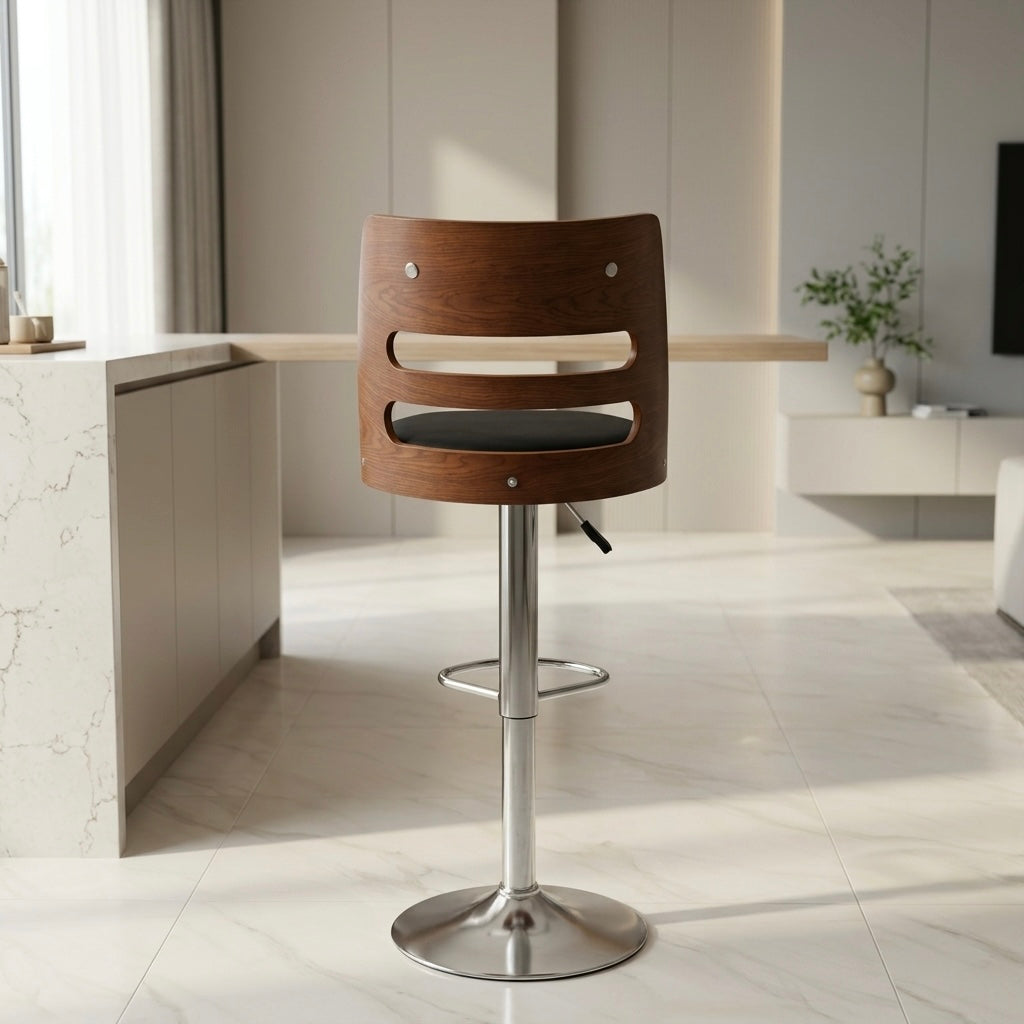 FINCH BAR CHAIR | ACACIA WOOD & METAL FRAME | REXIN UPHOLSTERY | IMPORTED