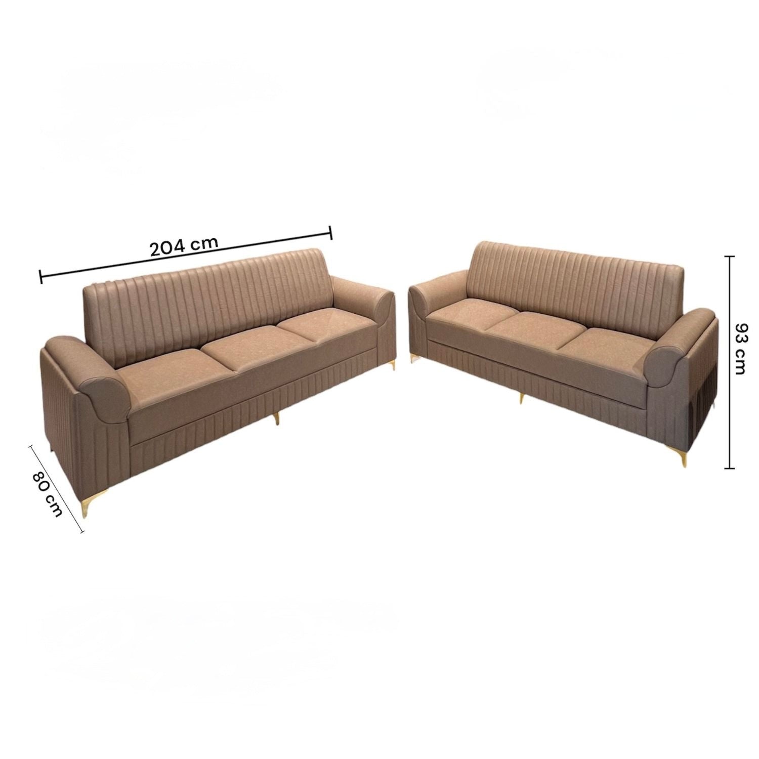 LEXUS 3+3 SOFASET-BROWN COLOUR-ACACIA WOOD AND FABRIC