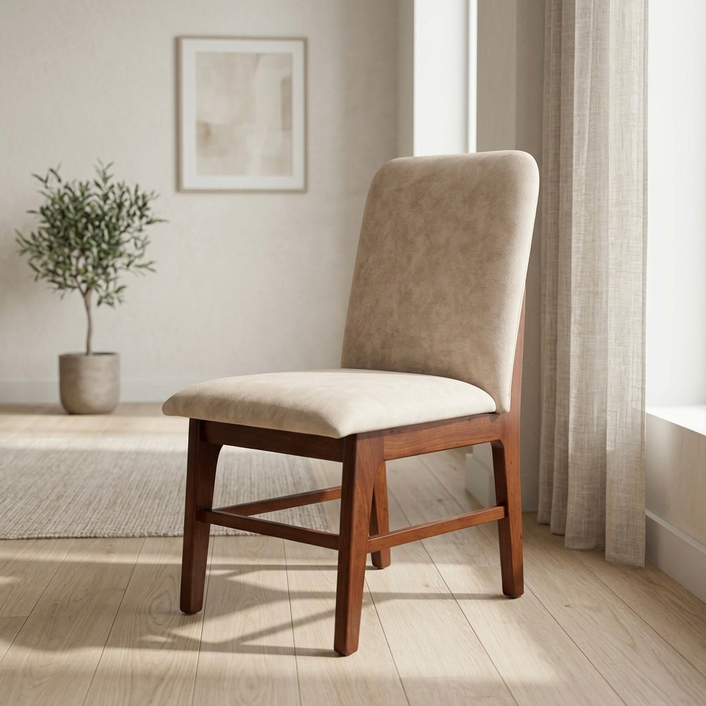 NORA DINING CHAIR | MAHOGANY WOOD | FULL CUSHION FABRIC