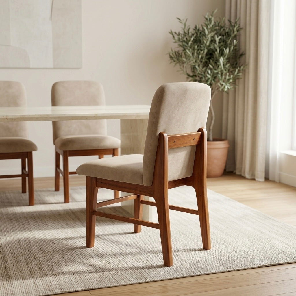 NORA DINING CHAIR | MAHOGANY WOOD | FULL CUSHION FABRIC