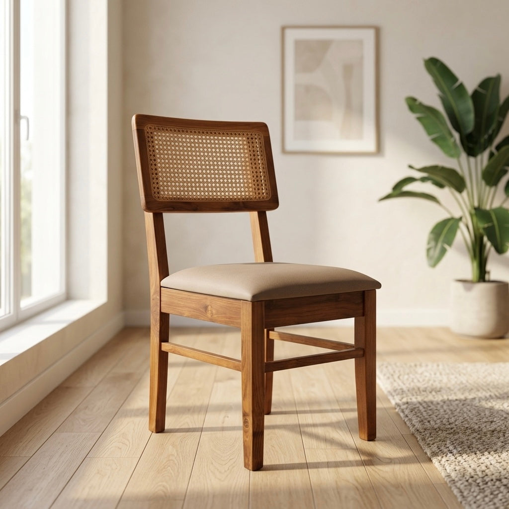 NONE CHAIR | SOLID TEAK WOOD & NATURAL CANE