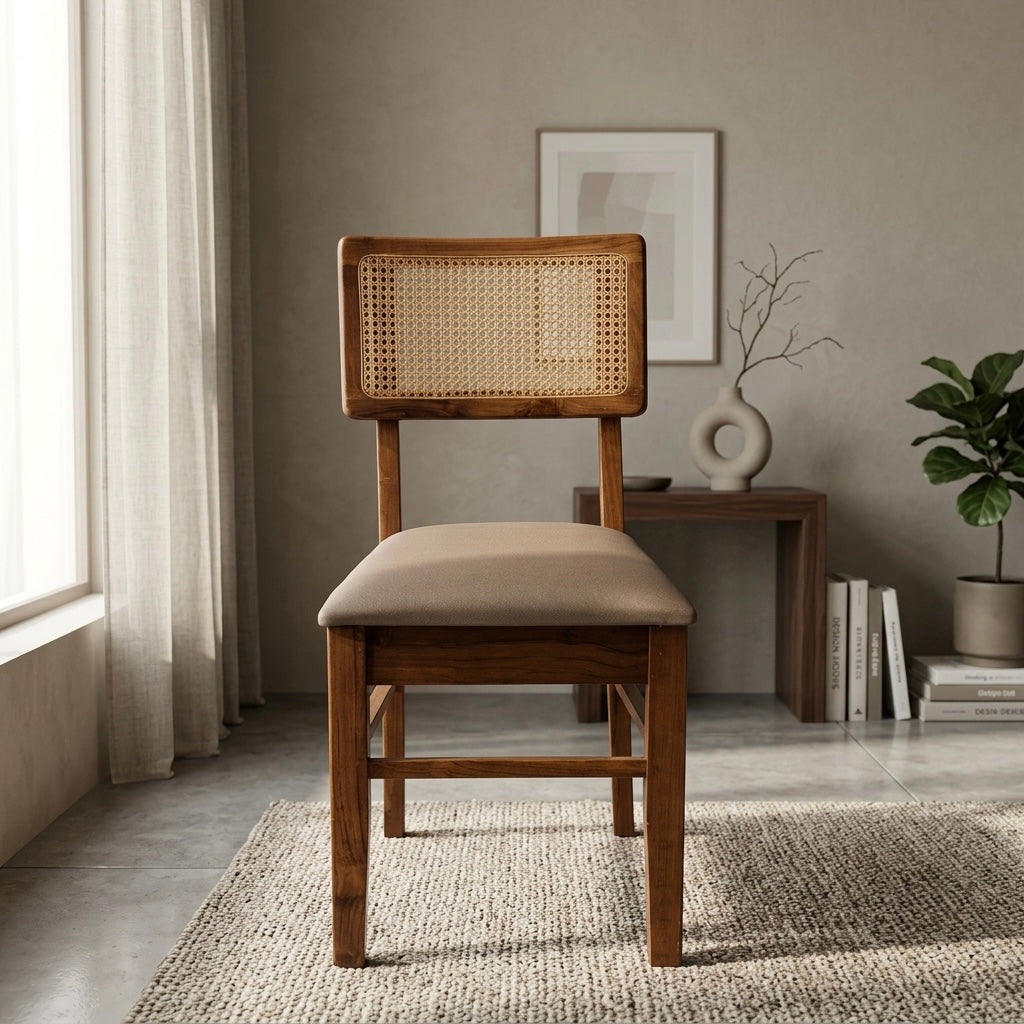 NONE CHAIR | SOLID TEAK WOOD & NATURAL CANE