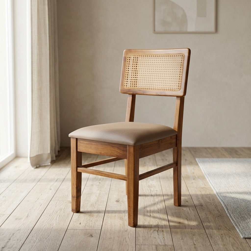 NONE CHAIR | SOLID TEAK WOOD & NATURAL CANE