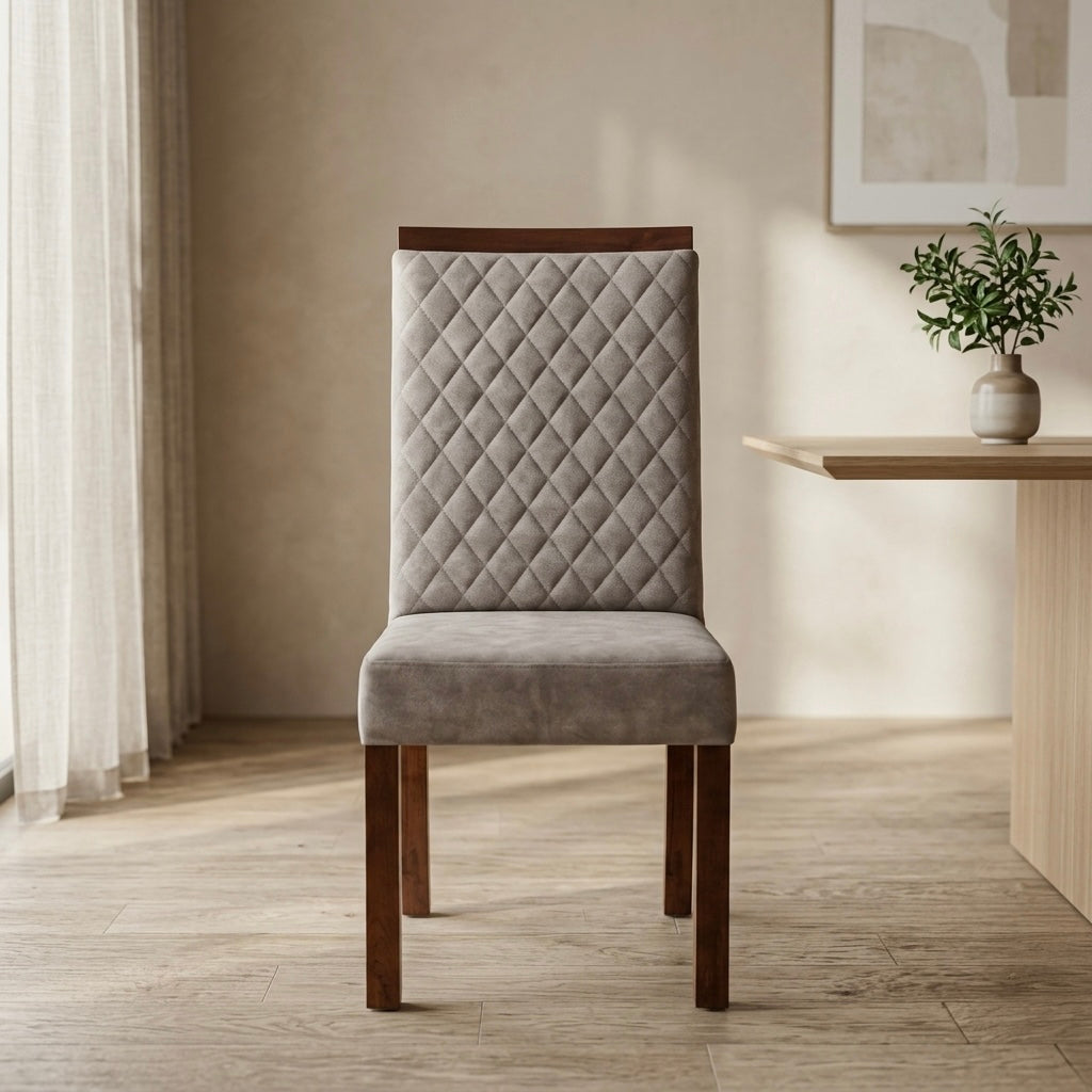 LYNISH DINING CHAIR | MAHOGANY WOOD & FABRIC