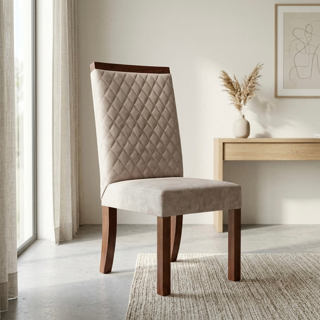 LYNISH DINING CHAIR | MAHOGANY WOOD & FABRIC