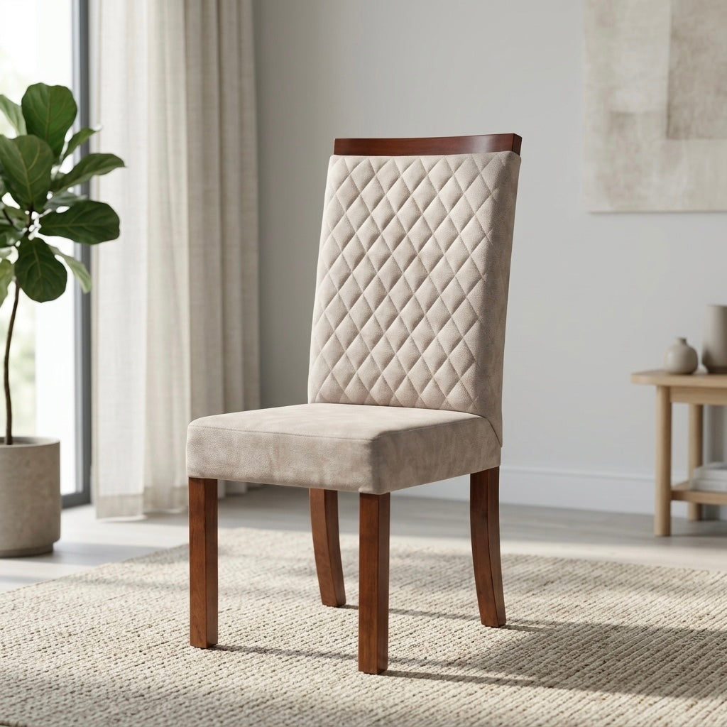 LYNISH DINING CHAIR | MAHOGANY WOOD & FABRIC