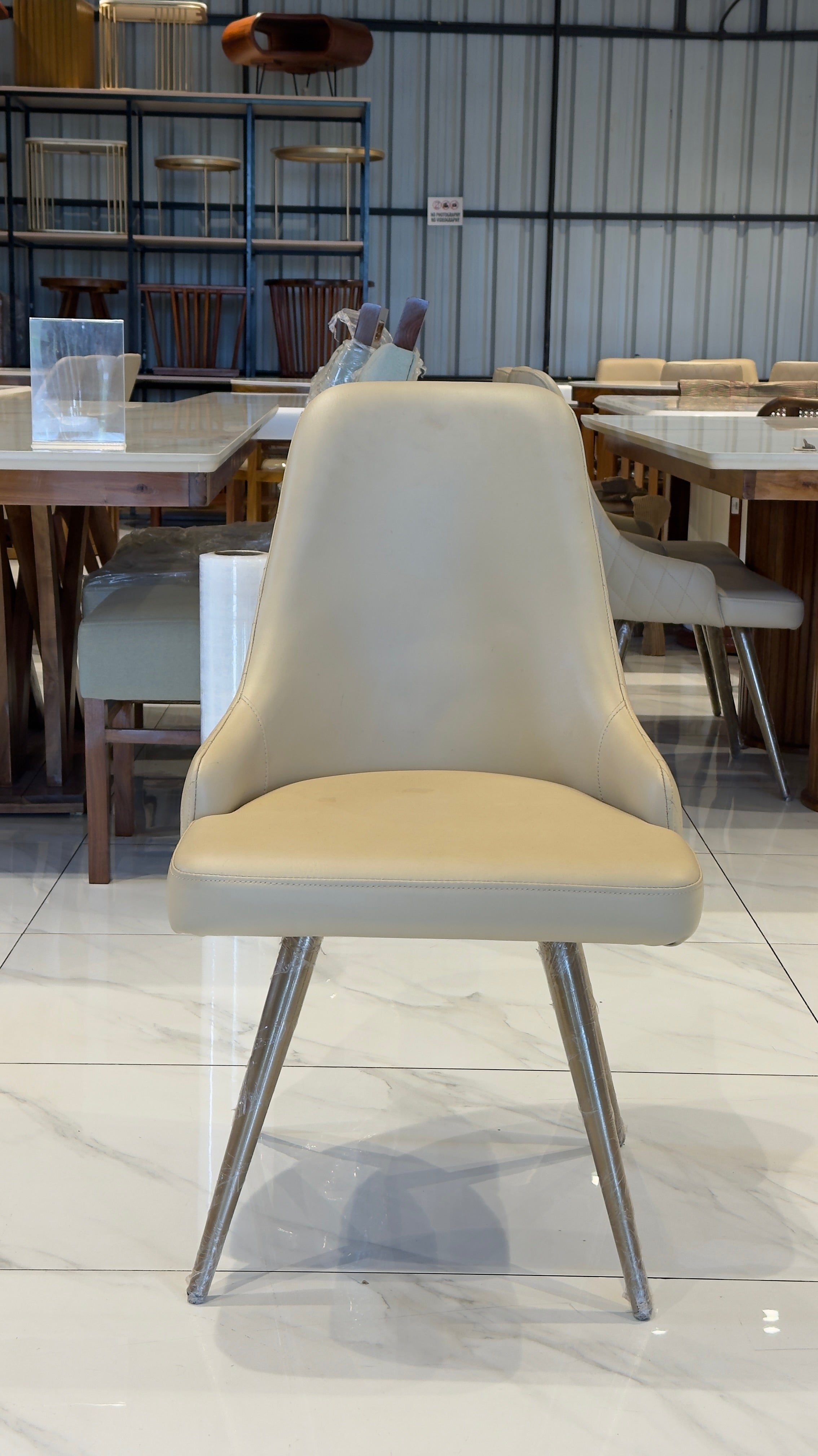 MION DINING CHAIR | METAL LEGS & REXIN UPHOLSTERY