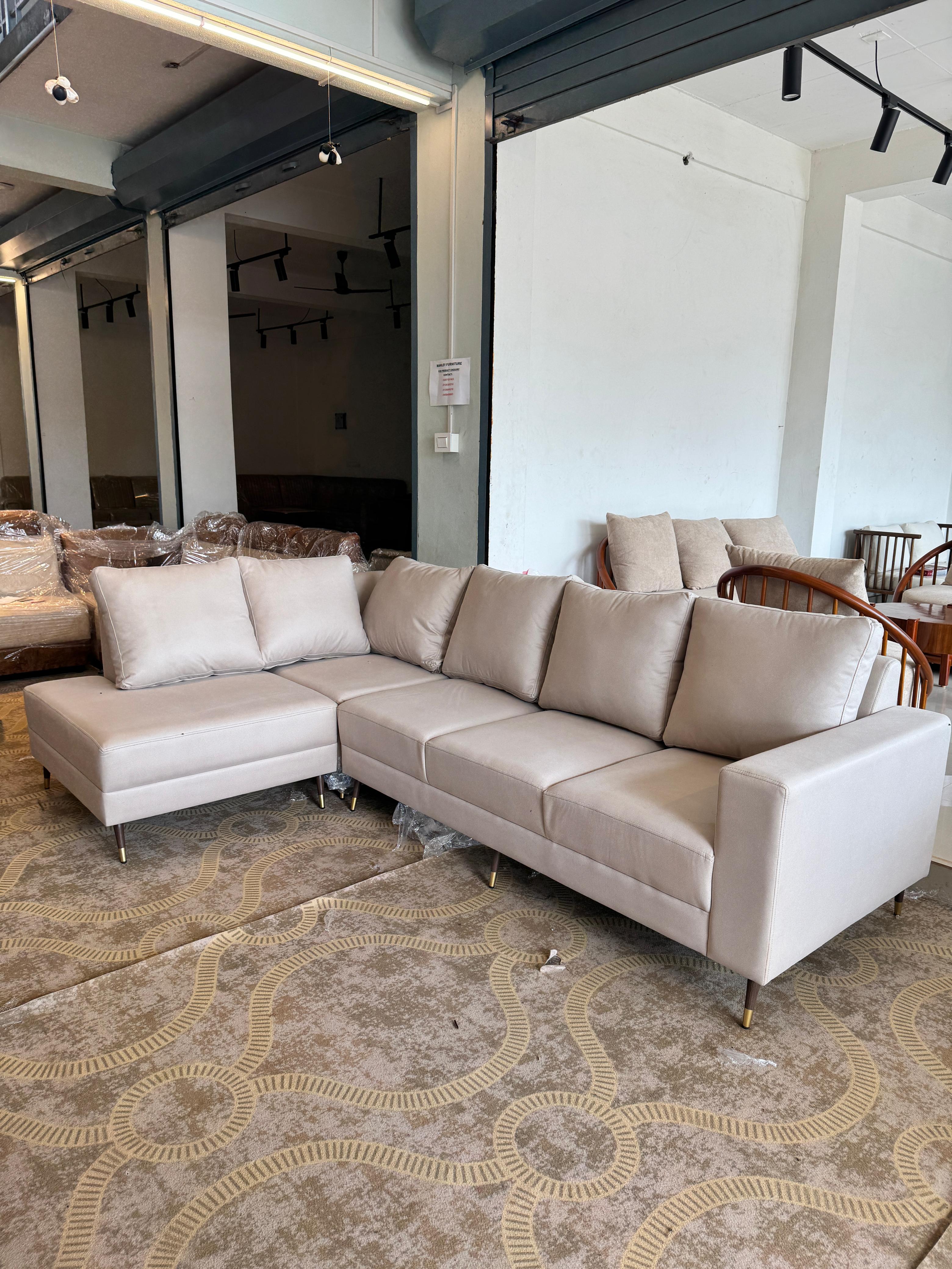 CLASSIC LAUNCHER SOFA SET | WOOD FRAME & SUEDE FABRIC | OFF WHITE