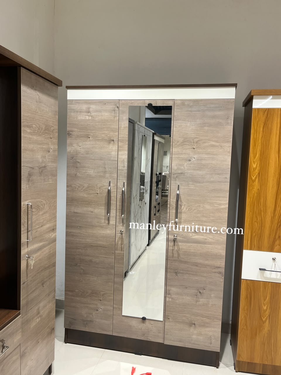 APEX 3 DOOR WARDROBE -PARTICLE BOARD -HASH COLOUR