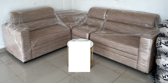 MONACO CORNER SOFA SET | ACACIA WOOD & SUEDE FABRIC UPHOLSTERY | BEIGE