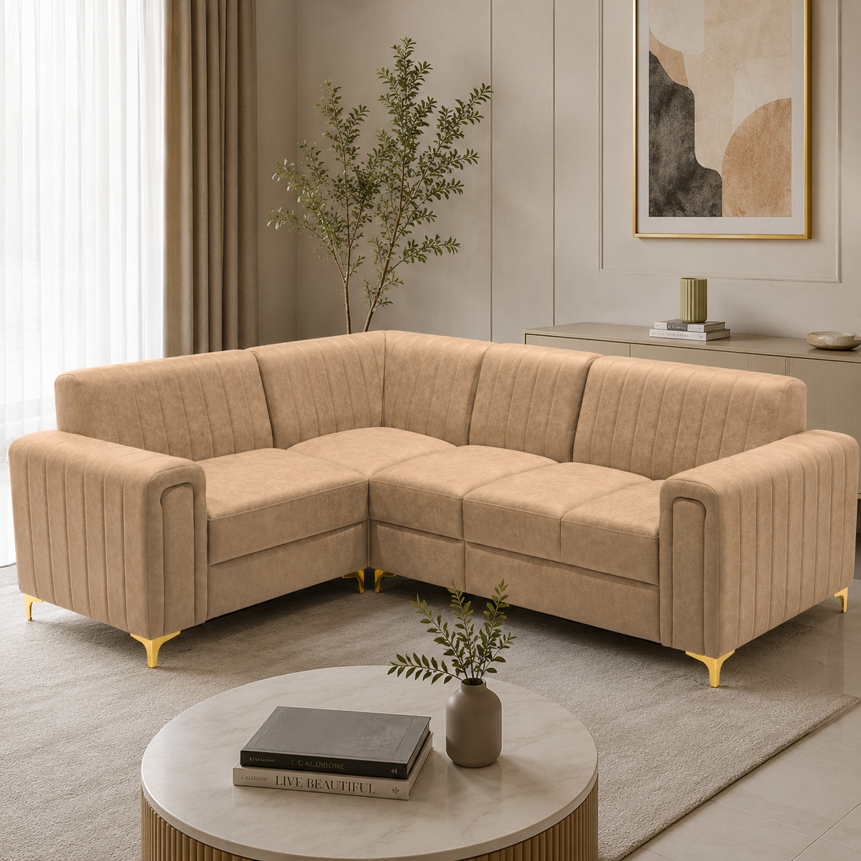 Boxer 3+2 Corner Sofa– Fabric Beige