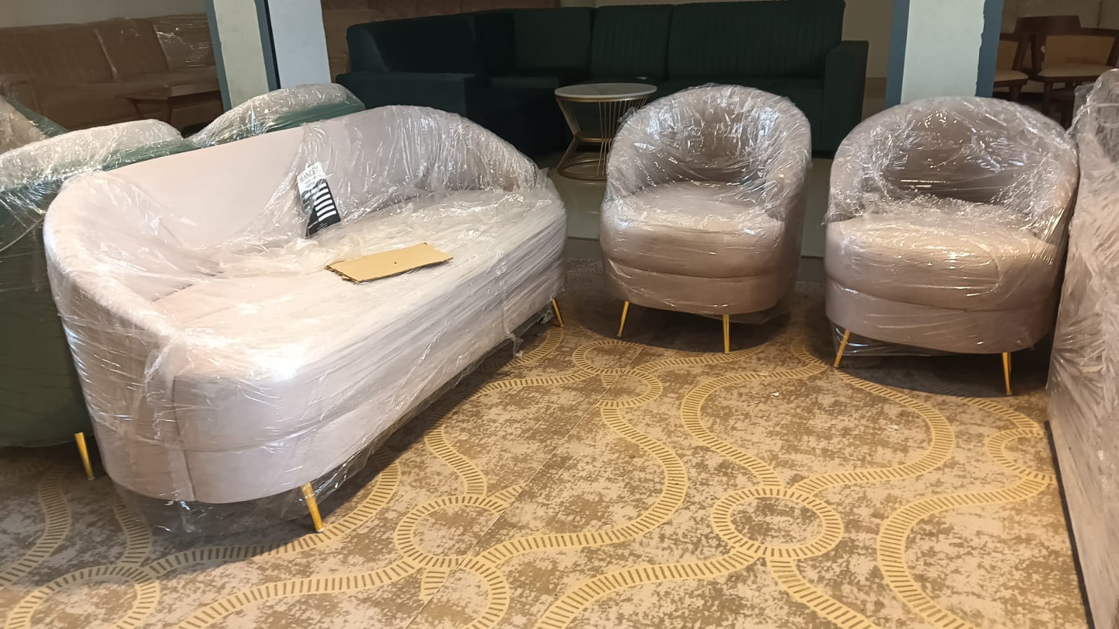 Ayion Premium Arm Chair Sofa Set 3+1+1 | Suede Fabric | Ivory