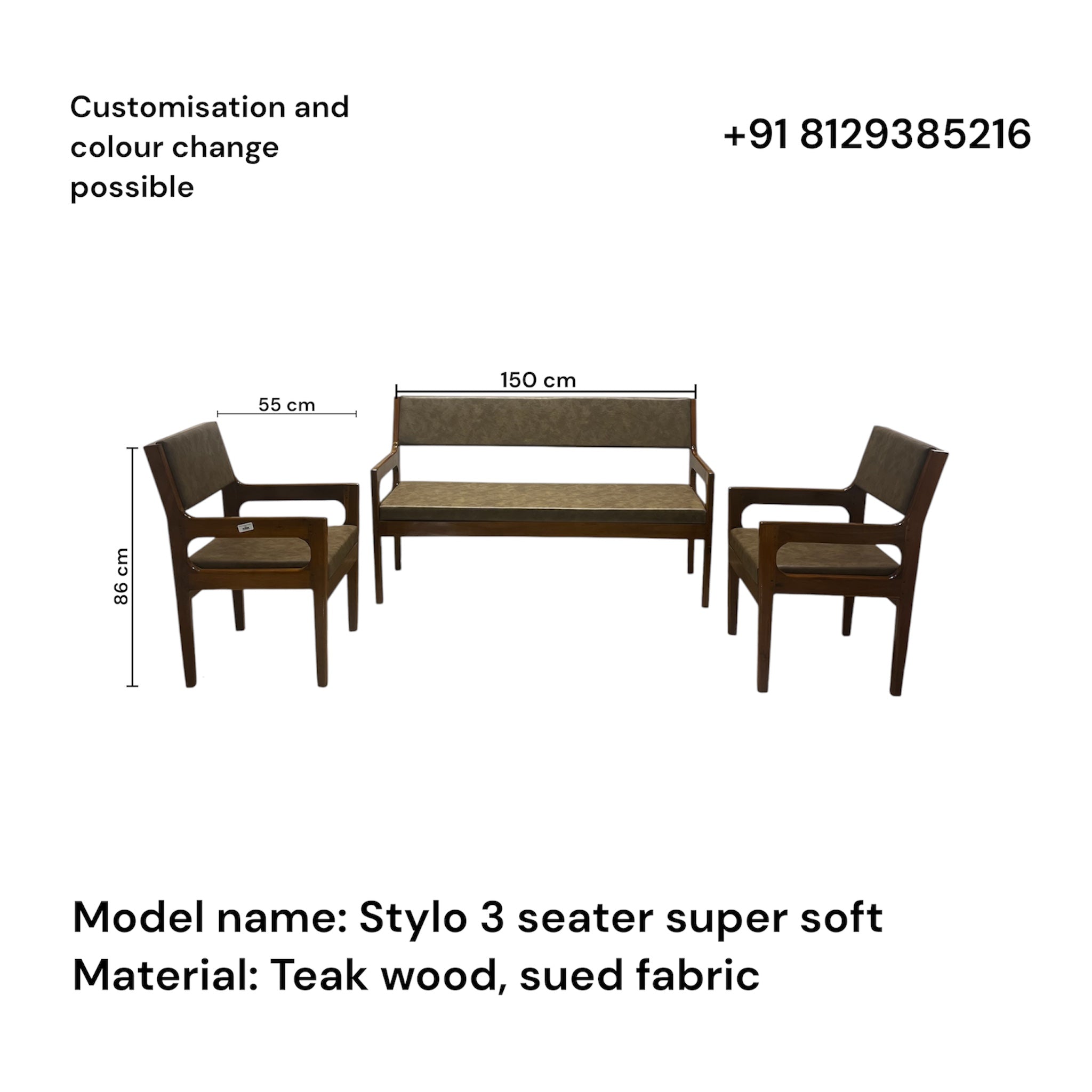Liyon Sofa Set – Solid Acacia Wood