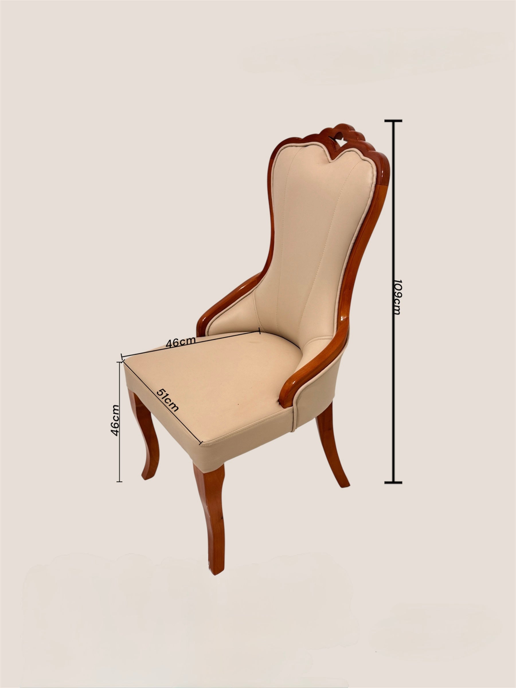 LOTUS DINING CHAIR | MAHOGANY & REXIN UPHOLSTERY