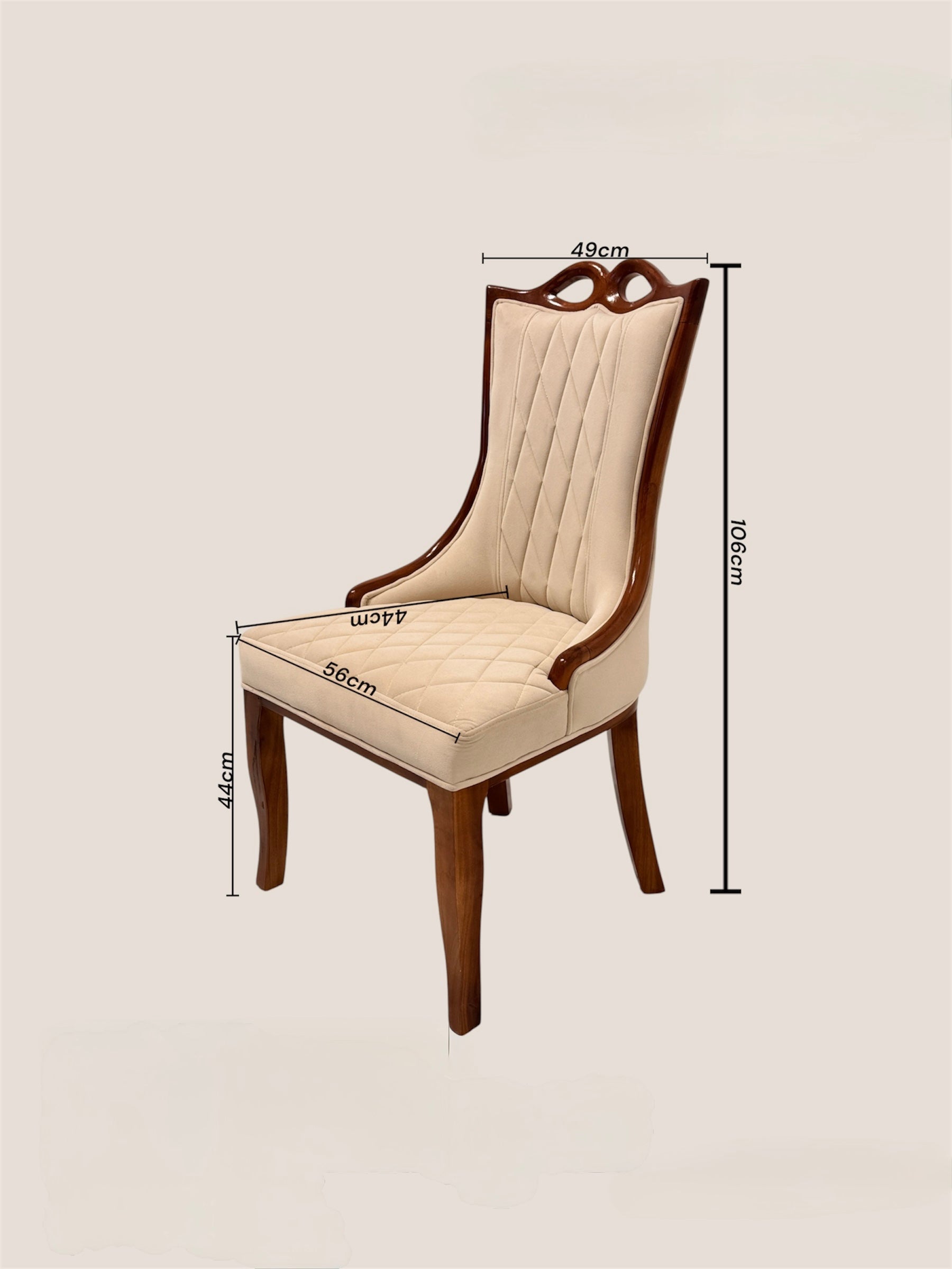 EYE DINING CHAIR | MAHOGANY WOOD & FABRIC | BEIGE