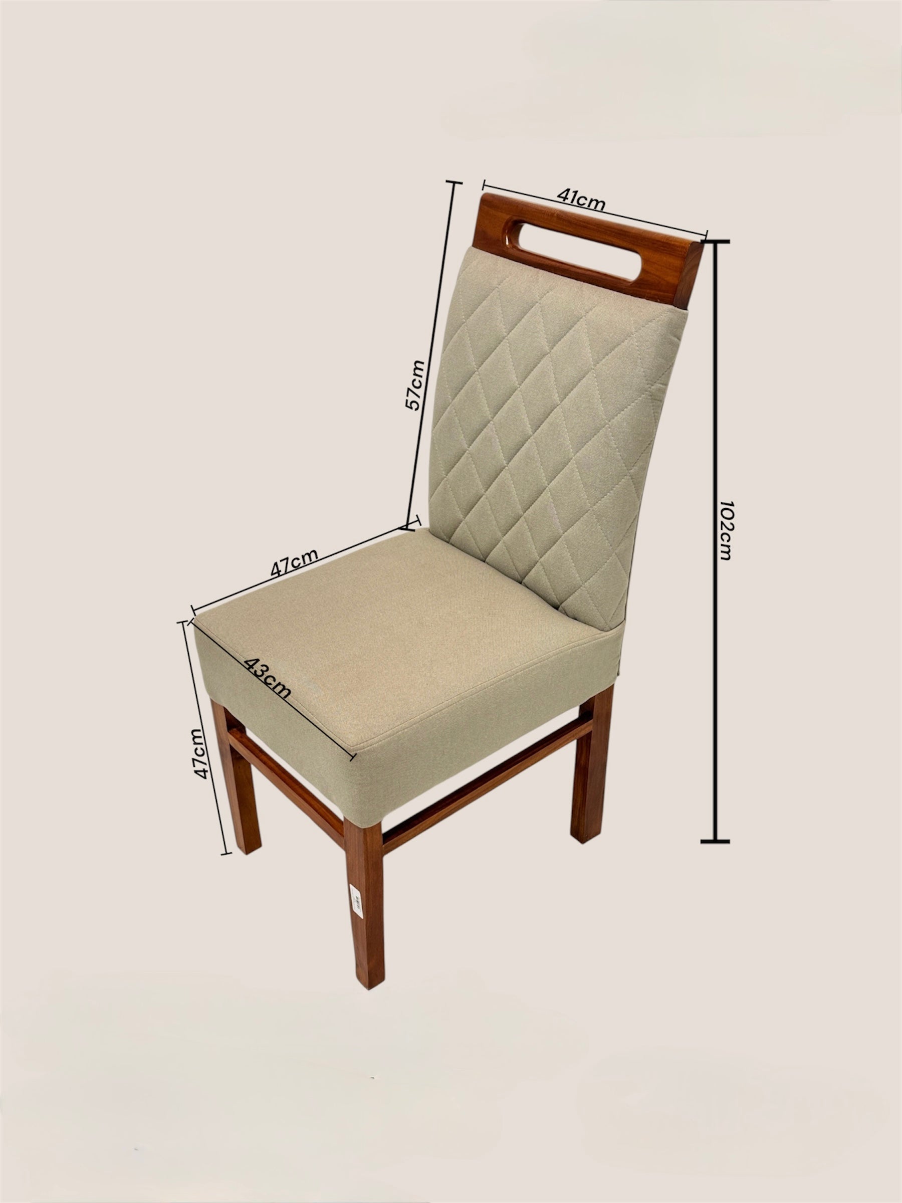 GREENISH DINING CHAIR | MAHOGANY WOOD & FABRIC | GREEN