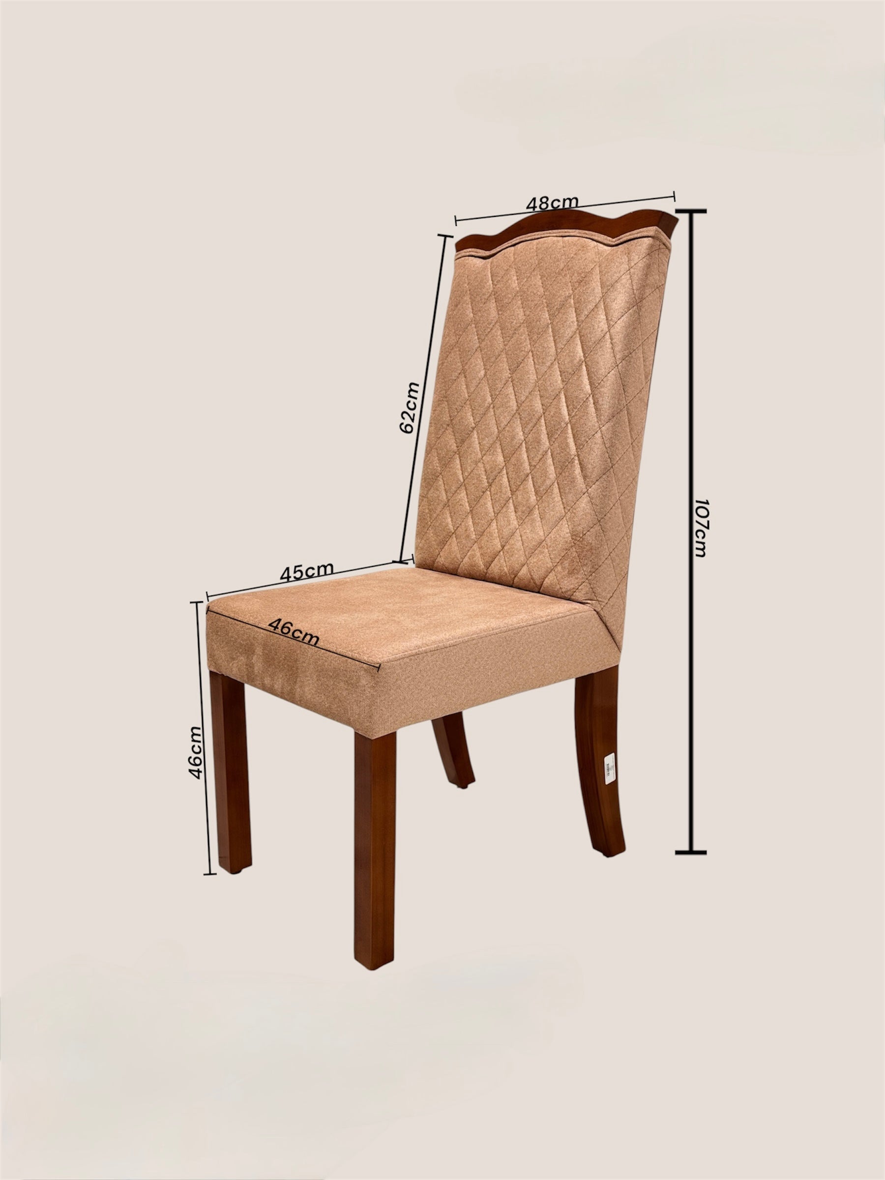NEEB CHAIR | MAHOGANY WOOD & FABRIC | DARK BEIGE
