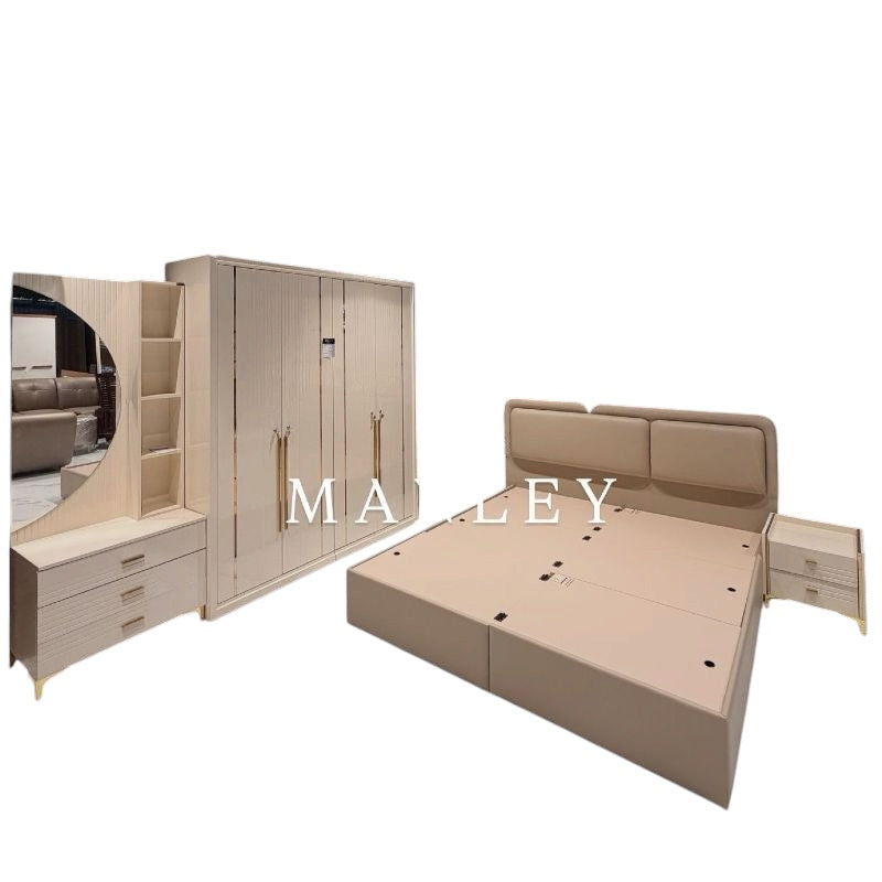 VANITY 4-DOOR KING SIZE BEDROOM SET | HDF & UV BOARD | IVORY