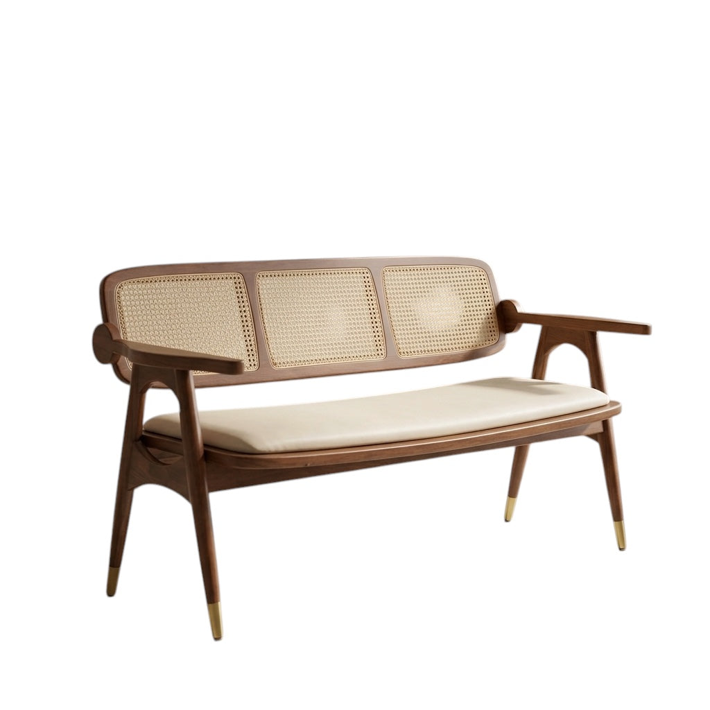 IMPERIAL THRONE 3-SEATER SITOUT BENCH | MAHOGANY & FABRIC | CREAM