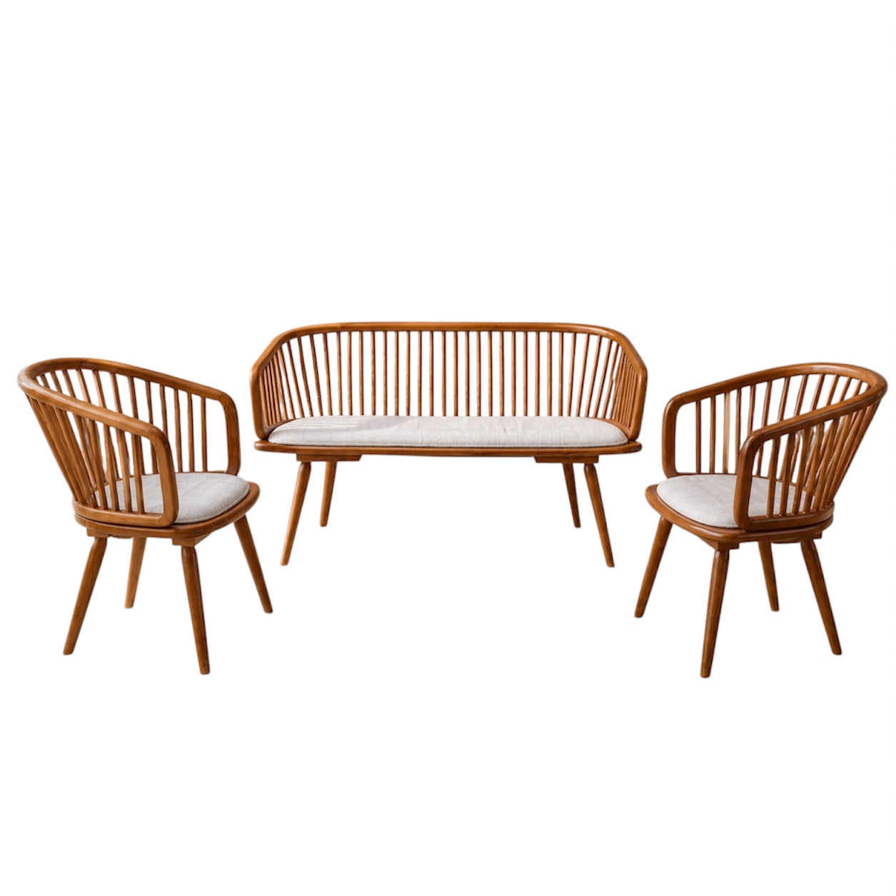 CRETA 3+1+1 SOFASET – TEAK WOOD WITH FABRIC CUSSION