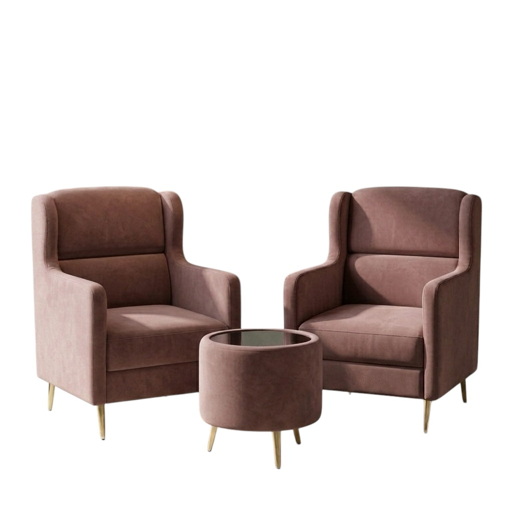 ROYAL ARM CHAIR SET | ACACIA WOOD & VELVET FABRIC
