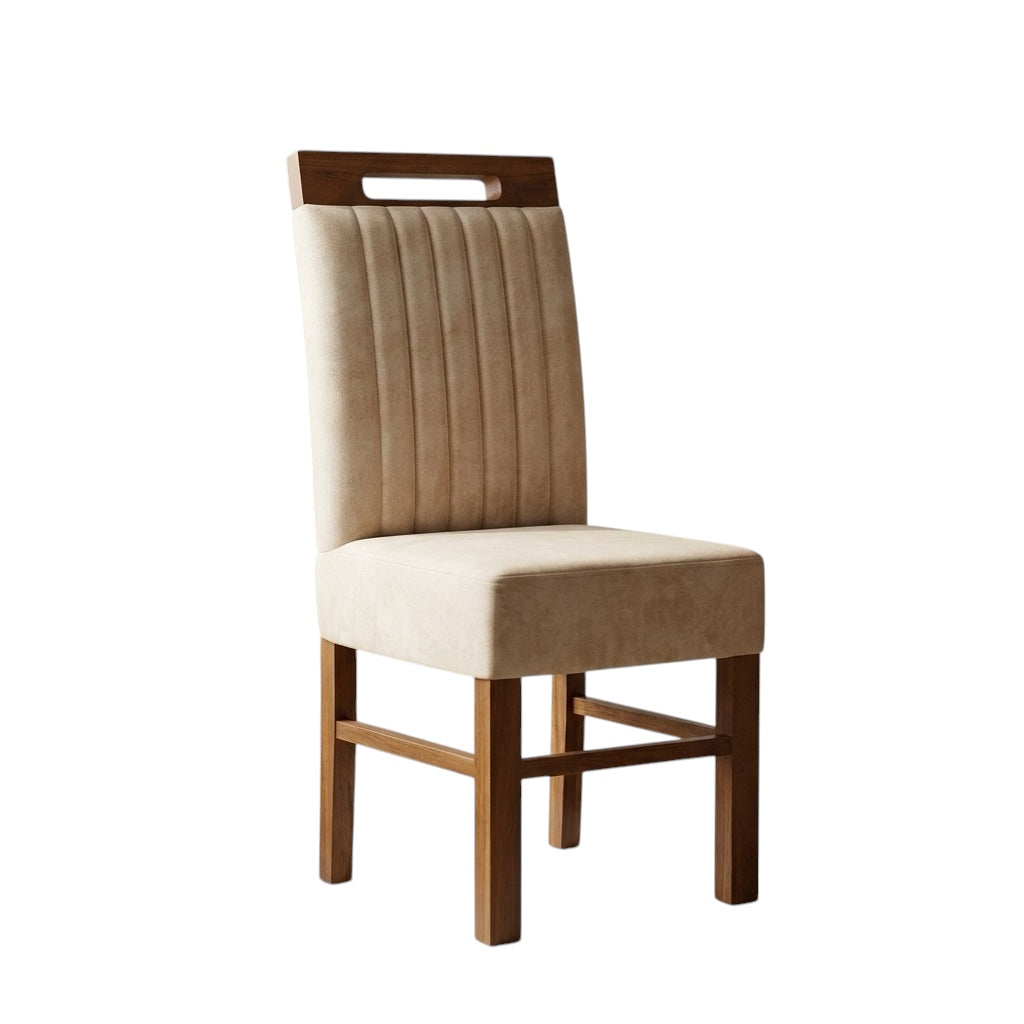 FIBERLINE DINING CHAIR | MAHOGANY WOOD & FABRIC
