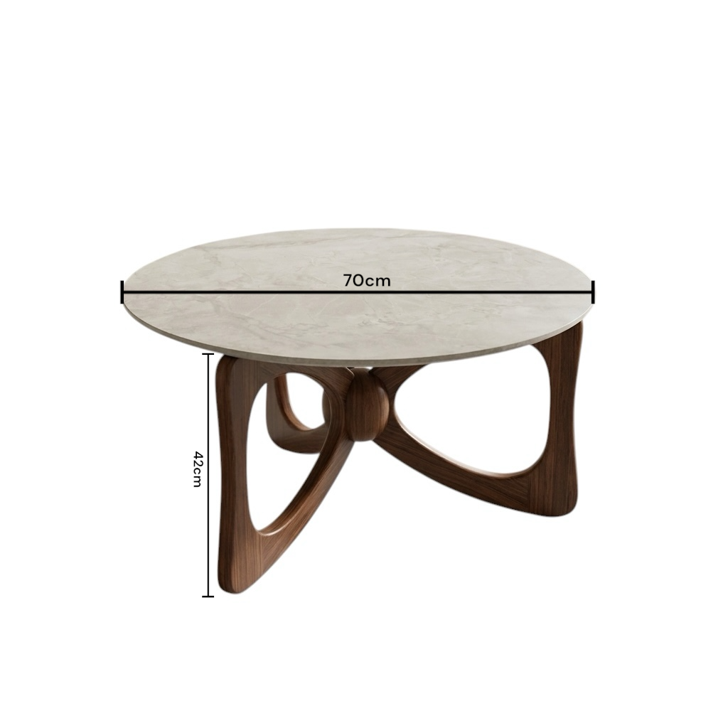 BUTTERFLY LUXE COFEE TABLE | MAHOGANY WOOD & CERAMIC TOP