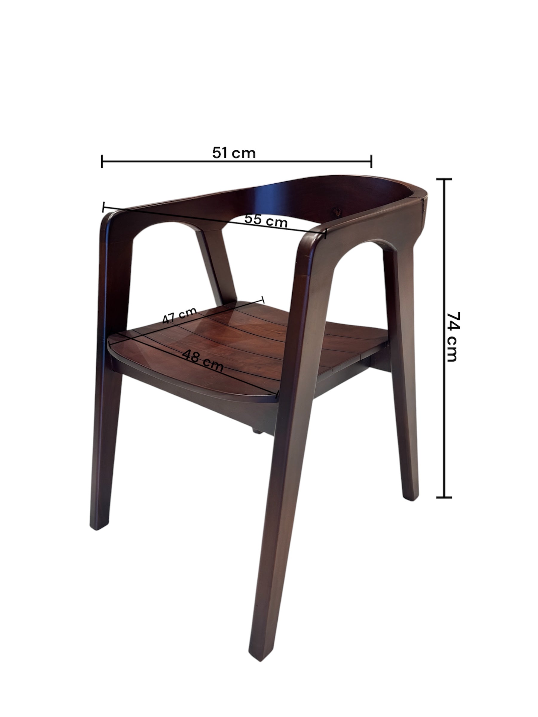 TREATED SITOUT CHAIR | SOLID MAHOGANY WOOD | DARK BROWN