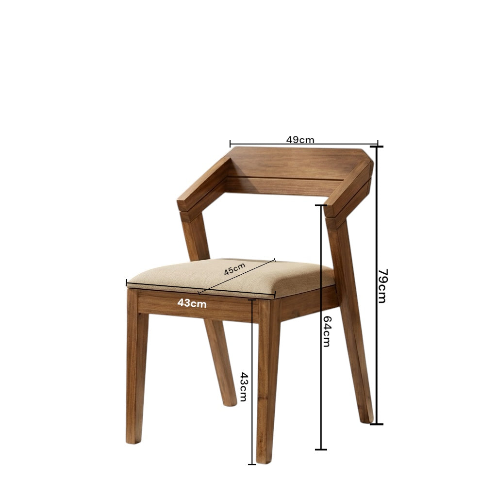 CHINA PLAIN CHAIR | ACACIA WOOD & FABRIC CUSHION