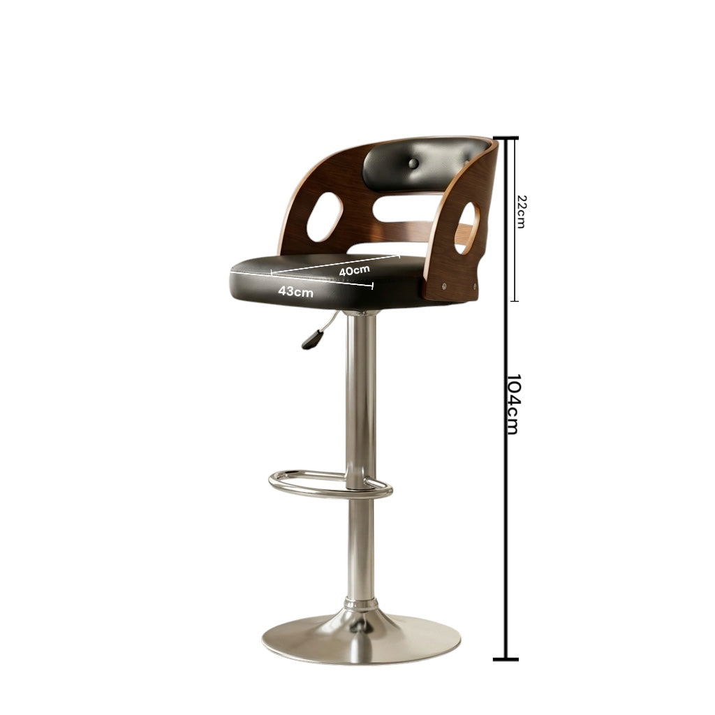 LEYON BAR CHAIR | WOOD FRAME & REXIN UPHOLSTERY