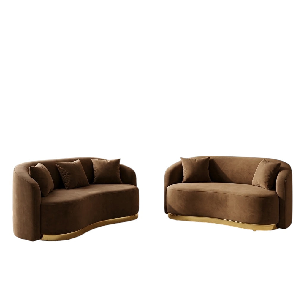 BROWNISH 3+3 SOFA SET | ACACIA WOOD & FABRIC