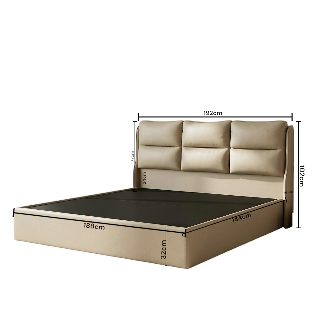 WALKEN KING SIZE COT | ART LEATHER | FULL CUSHION | ACACIA WOOD & PLYWOOD