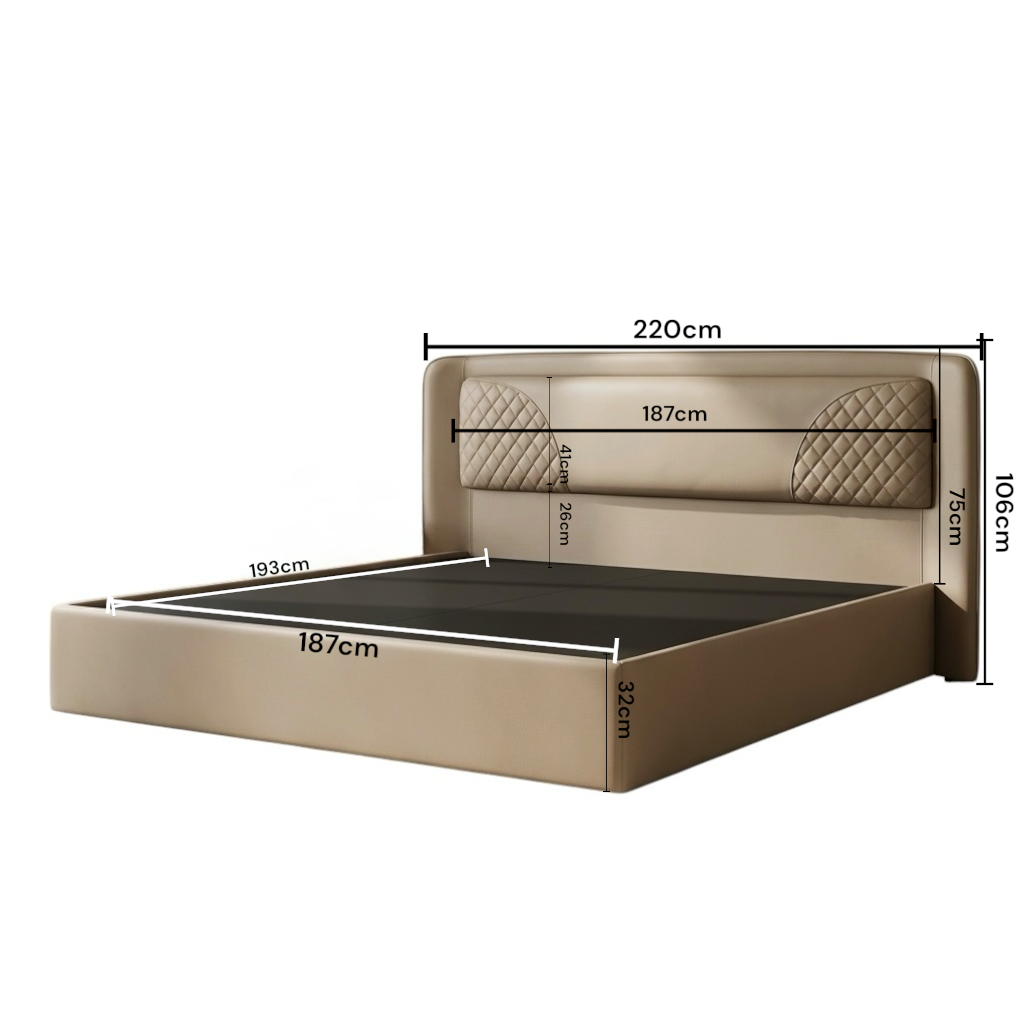 COXLEY KING SIZE COT | FULL ART LEATHER UPHOLSTERY