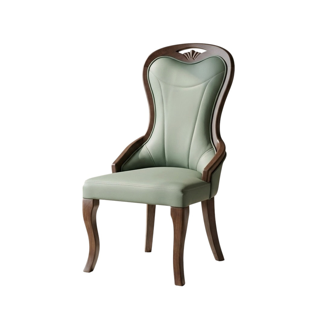 MILAN PREMIUM CHAIR | MAHOGANY WOOD & REXIN UPHOLSTERY | LIGHT GREEN