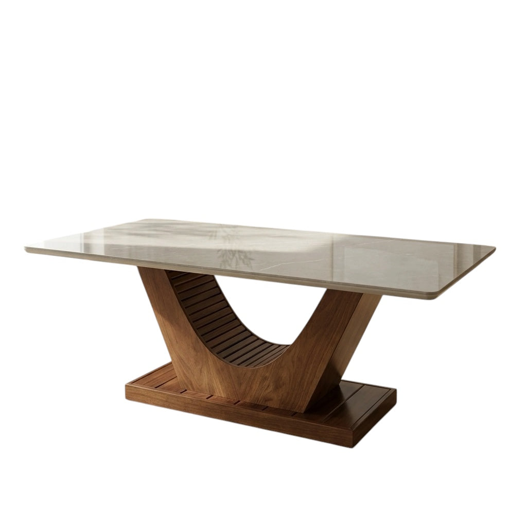 U SHAPE 6 SEATER 6X3.5 DINING TABLE -TREATED MAHAGONY WOOD