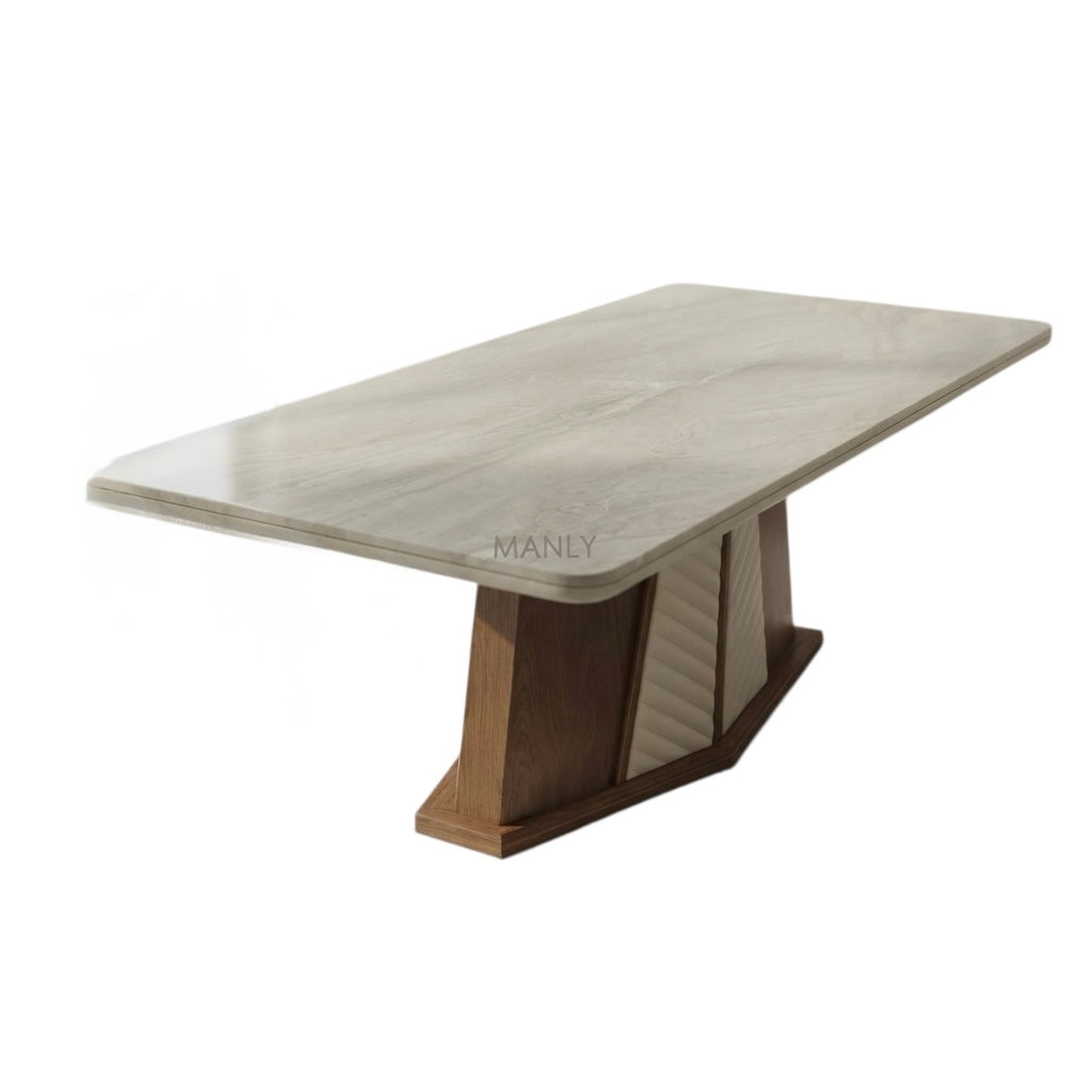 APEX 6-SEATER DINING TABLE SET | 6X3.5 FT | MAHOGANY WOOD & REXIN