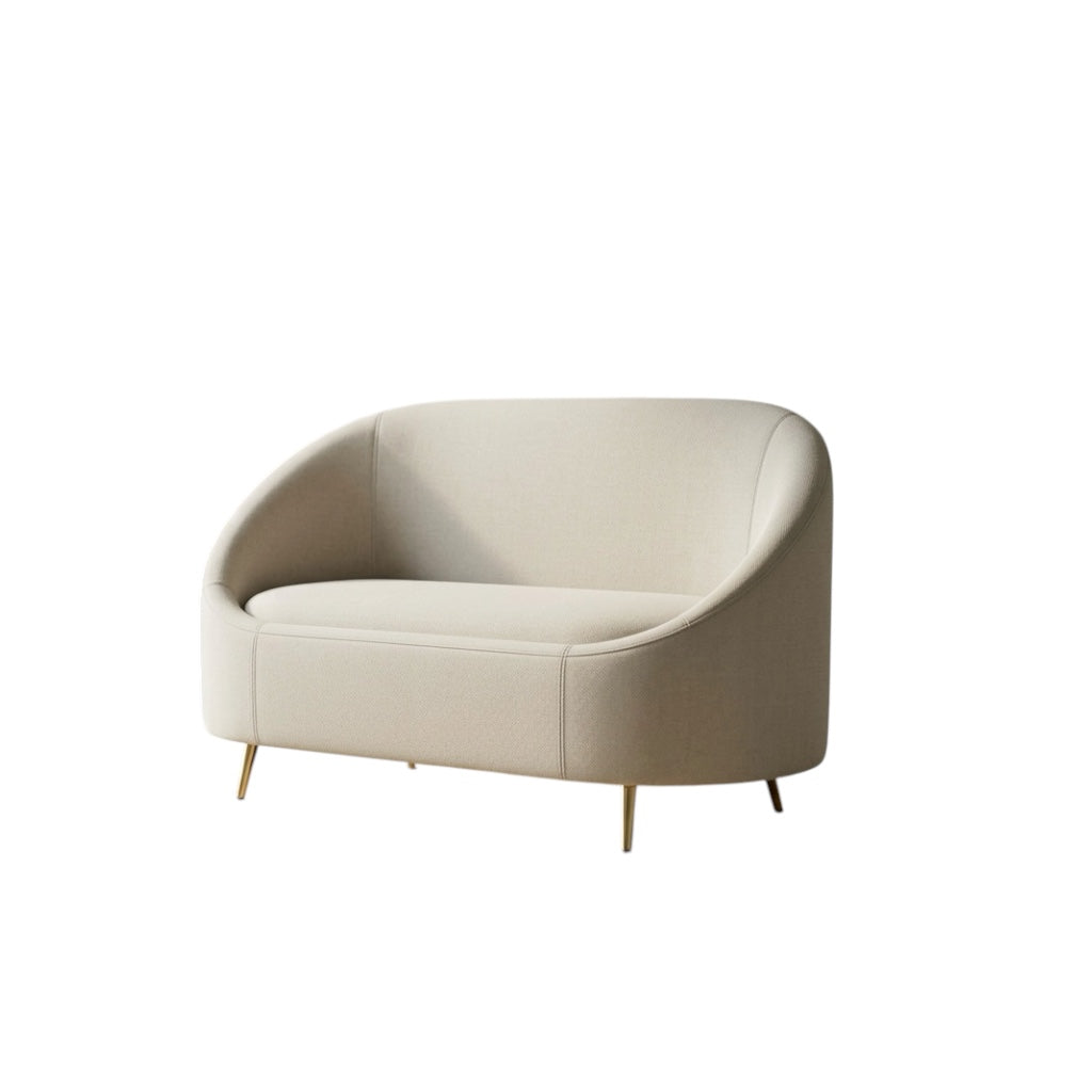 EGG MODEL 2-SEATER ARM CHAIR | ACACIA WOOD & VELVET FABRIC | WHITE