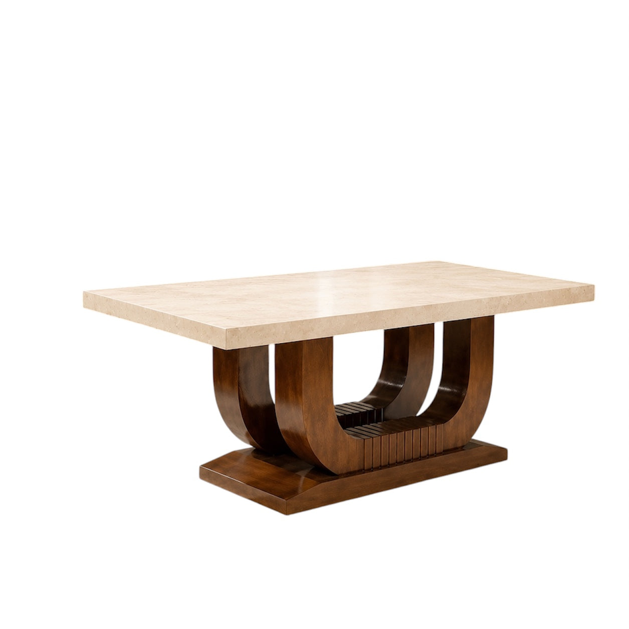 U-STRIPES 6-SEATER DINING TABLE | 6X3.5 FT | MAHOGANY WOOD & CERAMIC TOP