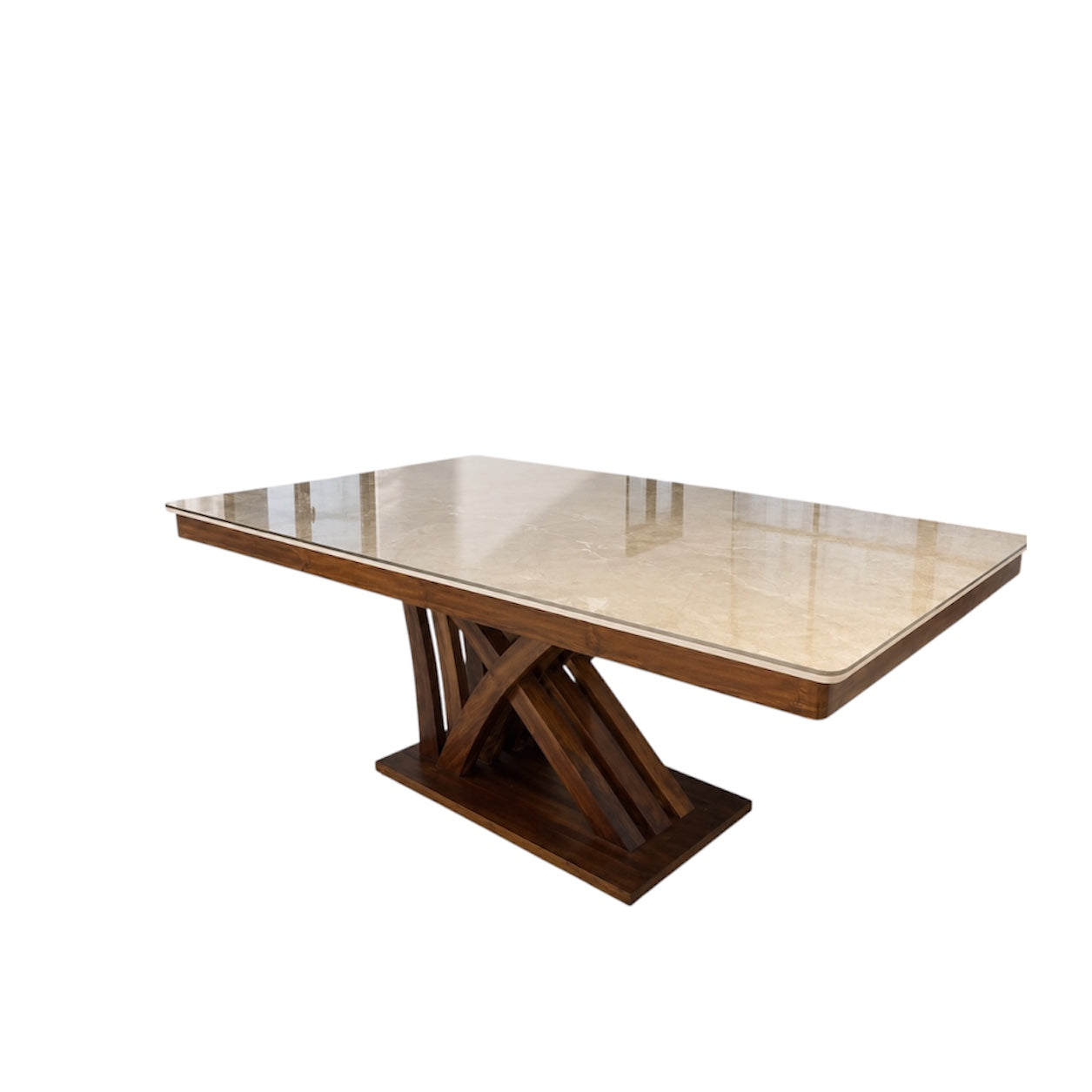 VERTICAL 6-SEATER DINING TABLE | 6X3.5 FT | ACACIA WOOD & CERAMIC TOP
