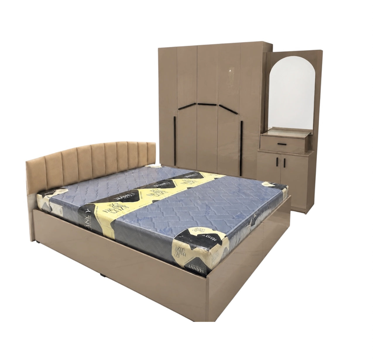 NINEX PREMIUM 5 DOOR QUEEN SIZE BEDROOMSET | CREAM COLOUR-UV BOARD