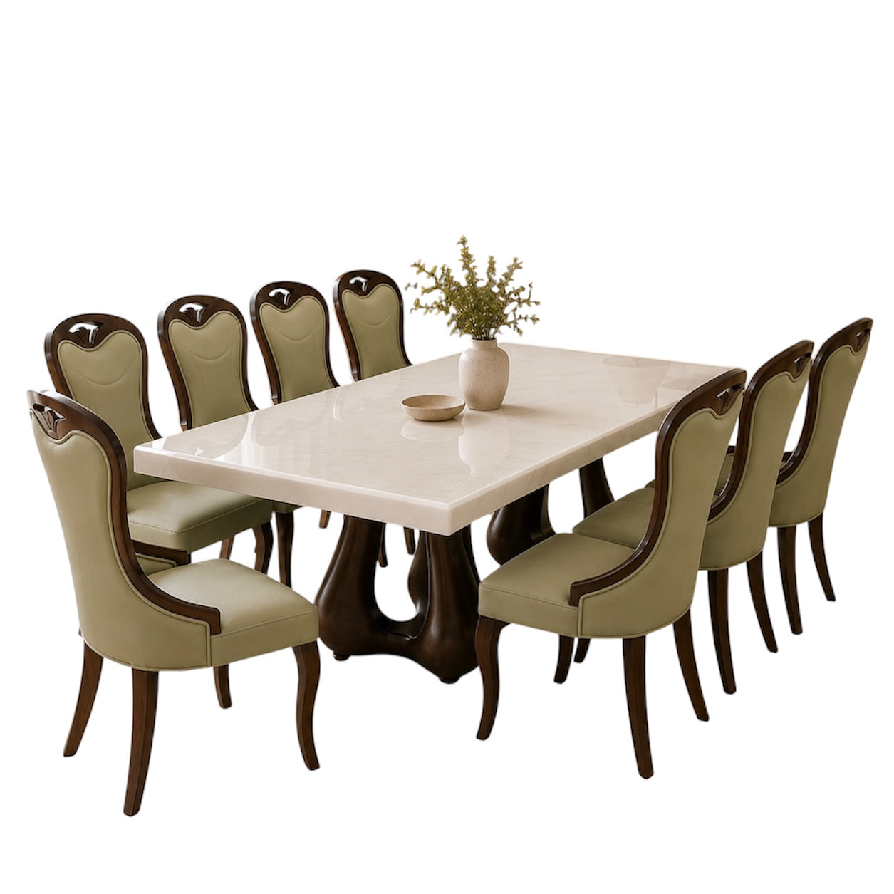 EMPIRE 8-SEATER DINING SET | 7X3.5 FT | MAHOGANY WOOD & ONYX TOP