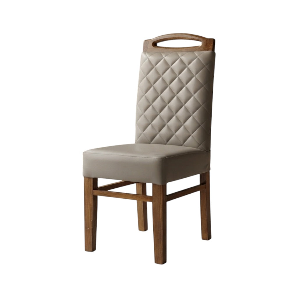 LAYSH DINING CHAIR | ACACIA WOOD & REXIN UPHOLSTERY | BEIGE