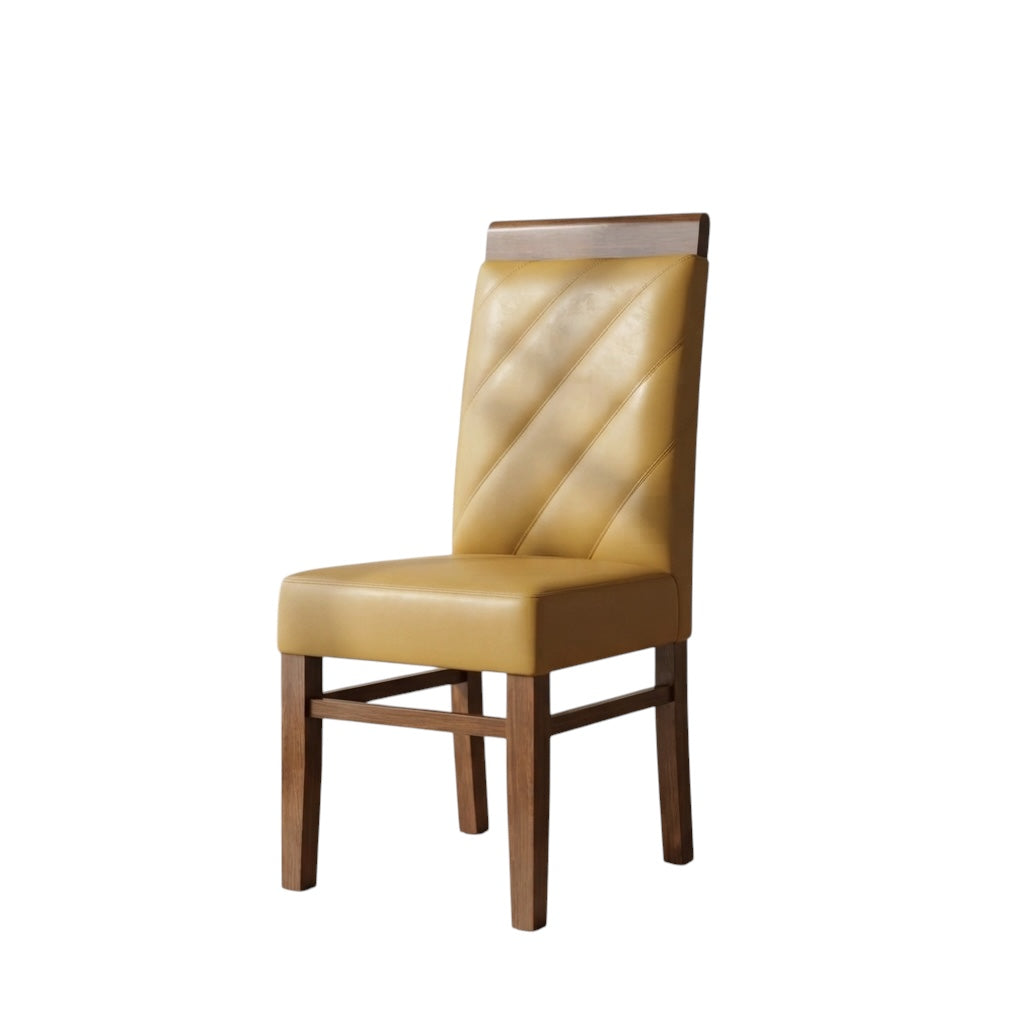 NINOX DINING CHAIR | ACACIA WOOD & REXIN UPHOLSTERY | BEIGE