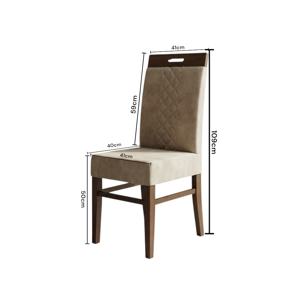 LONEN DINING CHAIR | MAHOGANY WOOD & REXIN UPHOLSTERY | BEIGE