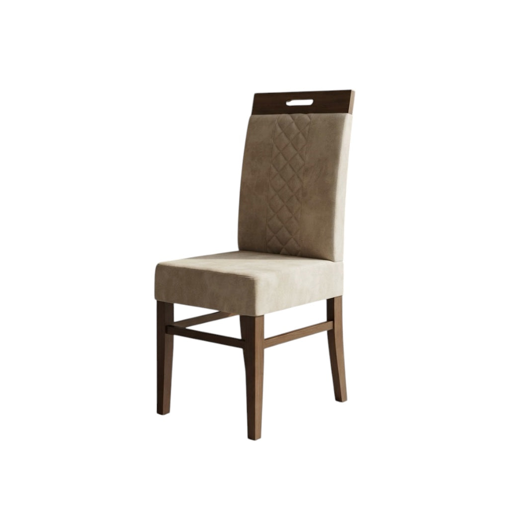 LONEN DINING CHAIR | MAHOGANY WOOD & REXIN UPHOLSTERY | BEIGE